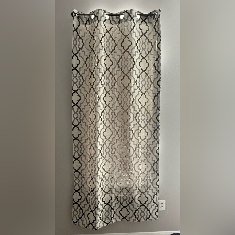 Chic White, Black, Gray Geometric Curtain Panel - 2